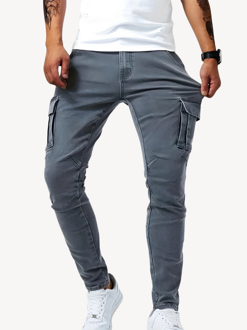 DANTE - PANTALONI CARGO JEANS ELASTICIZZATI