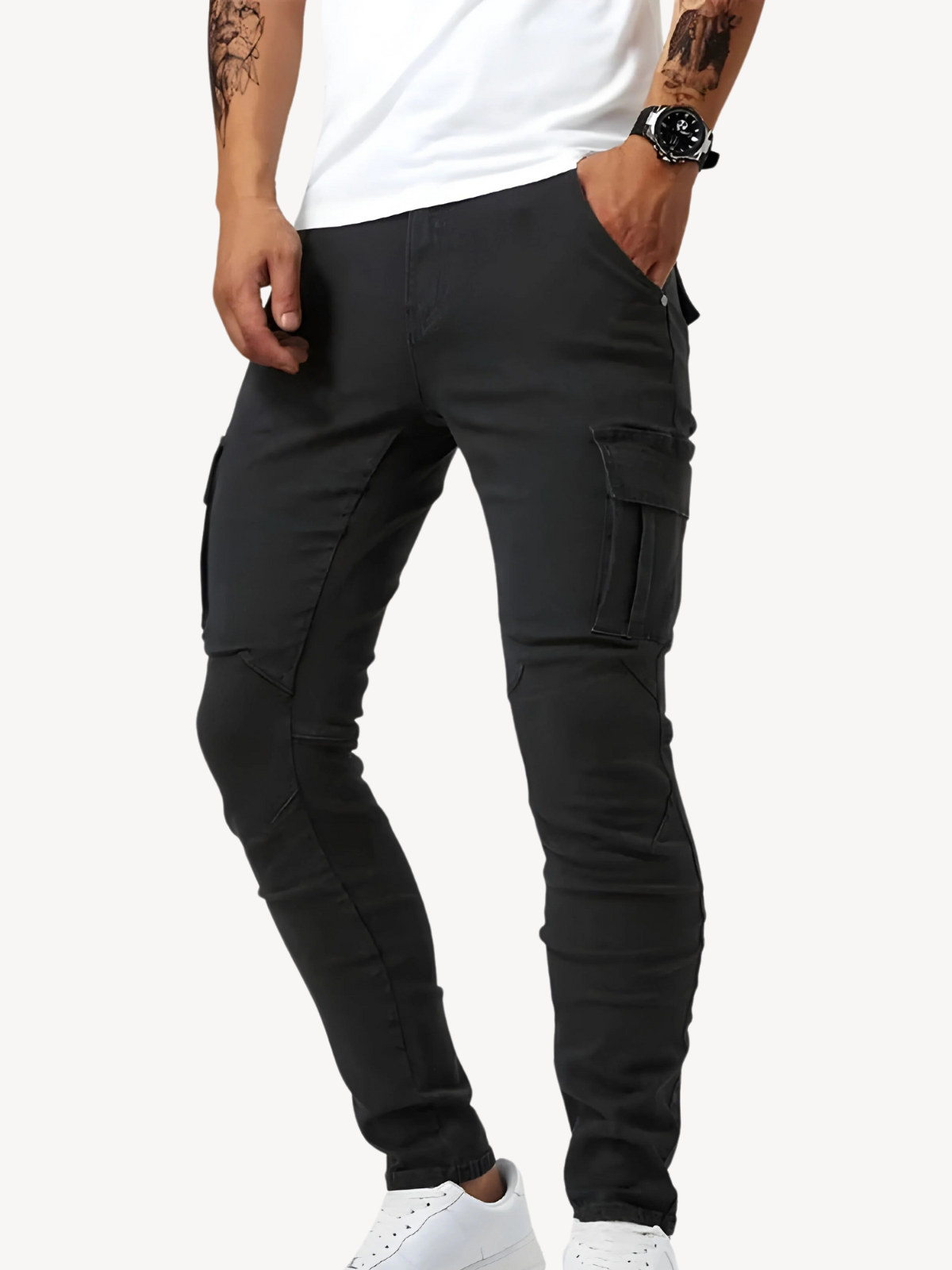 DANTE - PANTALONI CARGO JEANS ELASTICIZZATI