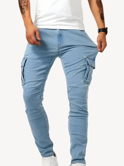 DANTE - PANTALONI CARGO JEANS ELASTICIZZATI