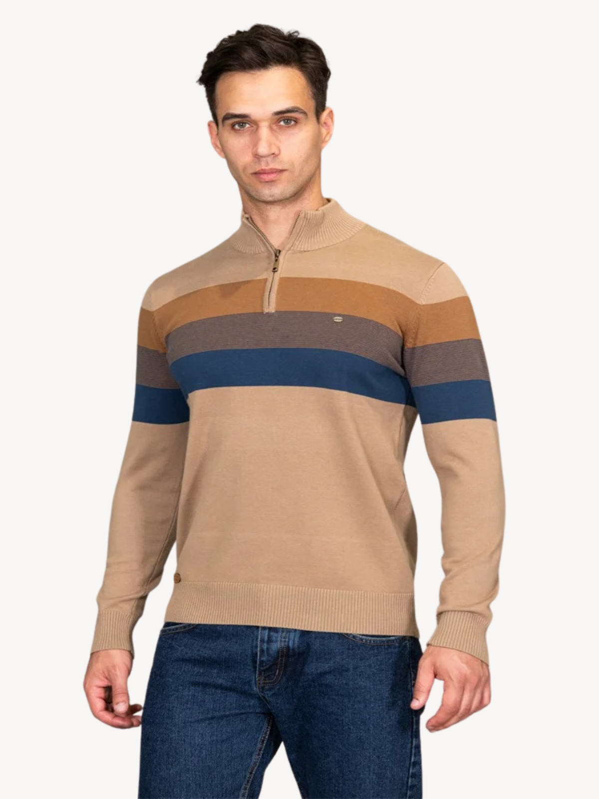 REMO - MAGLIONE CON ZIP A UN QUARTO